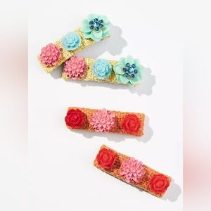NWT Anthro Floral Hair Clips Set/4